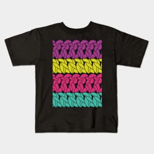 Pseudo crochet stitch pattern with pink and turquoise Kids T-Shirt